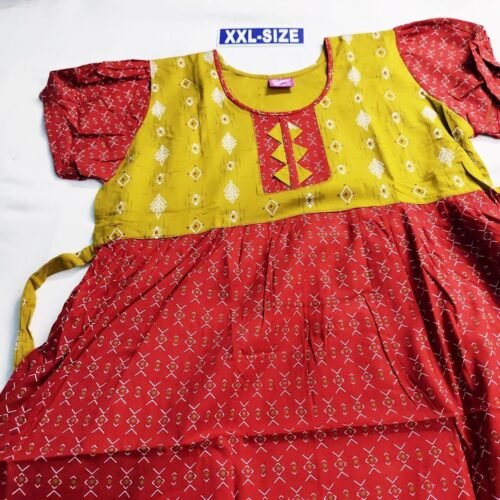 PFXXL03 Beauty and Yoga Branded Puff Sleeve Frock Model Nighty