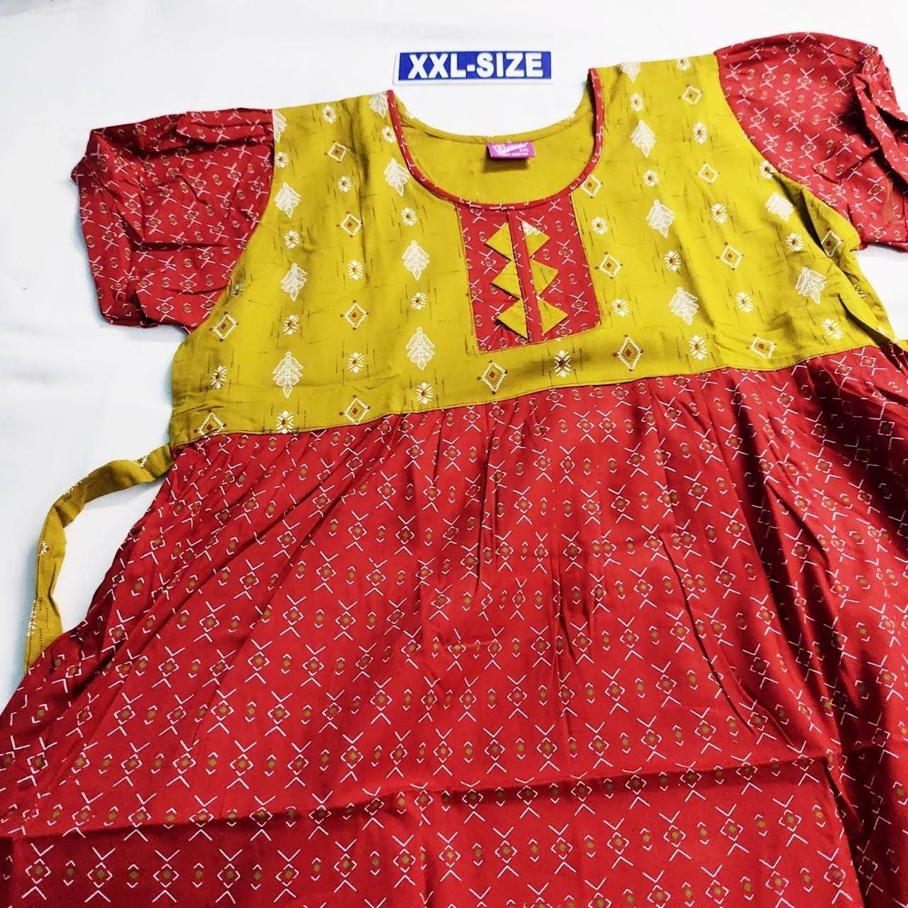 PFXXL03 Beauty and Yoga Branded Puff Sleeve Frock Model Nighty