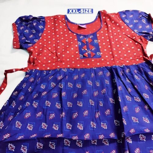 PFXXL04 Beauty and Yoga Branded Puff Sleeve Frock Model Nighty