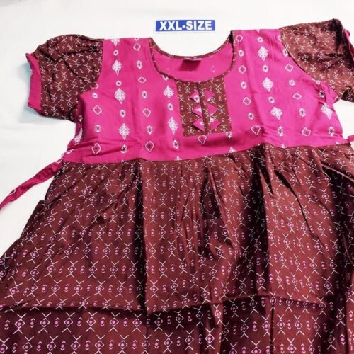 PFXXL05 Beauty and Yoga Branded Puff Sleeve Frock Model Nighty