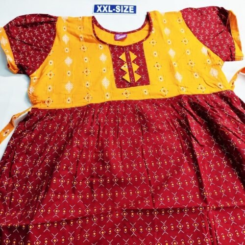 PFXXL06 Beauty and Yoga Branded Puff Sleeve Frock Model Nighty