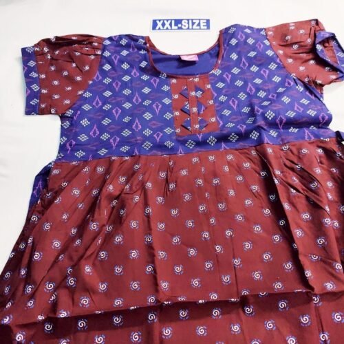 PFXXL07 Beauty and Yoga Branded Puff Sleeve Frock Model Nighty