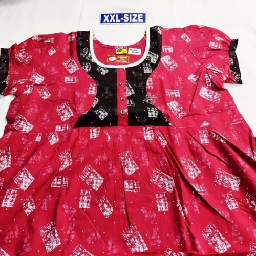 PFXXL08 Beauty and Yoga Branded Puff Sleeve Frock Model Nighty