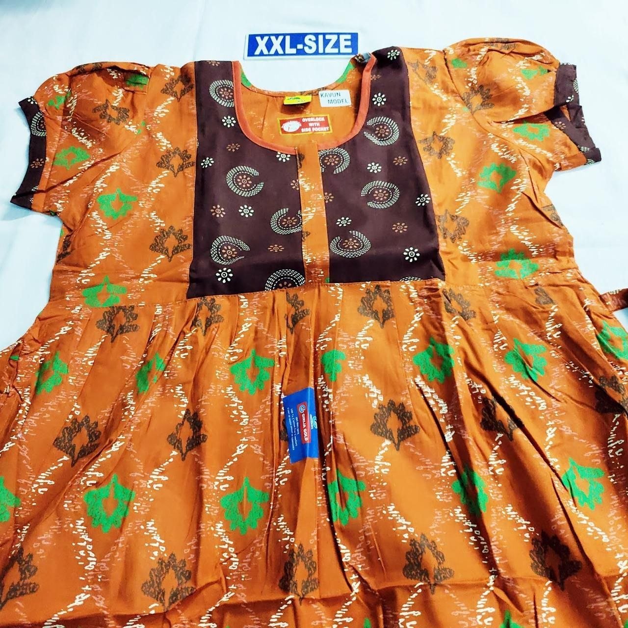 PFXXL10 Beauty and Yoga Branded Puff Sleeve Frock Model Nighty