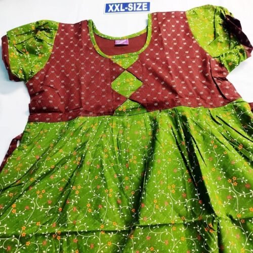 PFXXL13 Beauty and Yoga Branded Puff Sleeve Frock Model Nighty